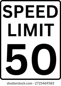 Límite de velocidad 50 mph señal de tráfico