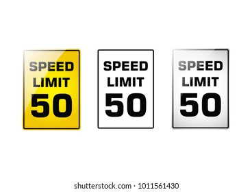 Speed limit 50 set symbol icon on white background, Attracting attention Security sign, Idea for, graphic, web design, Traffic Signs, EPS10