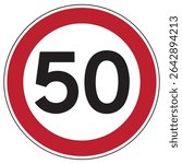 Speed Limit 50 Sign Vector – Road Safety Regulation Symbol