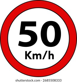 Speed Limit 50 Sign Vector