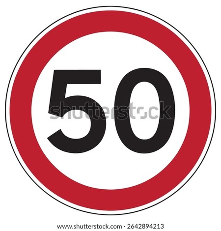 Speed Limit 50 Sign Vector – Road Safety Regulation Symbol