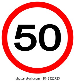 Speed Limit 50 Traffic Sign,Vector Illustration, Isolate On White Background Label. EPS10