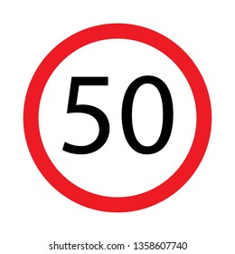 Speed limit 50 vector icon.