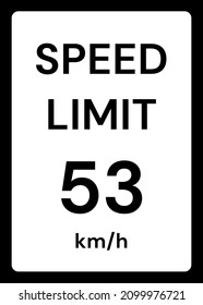 Speed limit 53 kmh traffic sign on white background