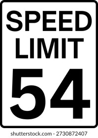Límite de velocidad 54 millas por hora señal de tráfico, límite de velocidad 54 señal de Vector