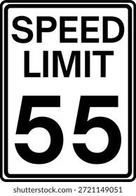 Limite de velocidade 55 milhas por hora sinal de trânsito, Limite de velocidade 55 mph sinal