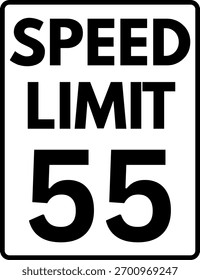 Limite de velocidade 55 mph sinal, Limite de velocidade 55 sinal de trânsito