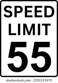 Speed limit 55 mph sign vector, Speed limit 55 traffic sign