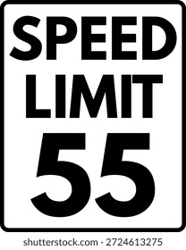 Límite de velocidad 55 mph señal de tráfico, límite de velocidad 55 señal