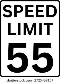 Límite de velocidad 55 mph señal de tráfico