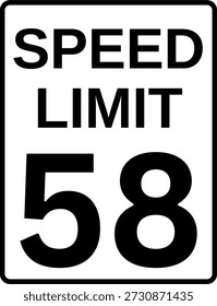 Límite de velocidad 58 millas por hora señal de tráfico, límite de velocidad 58 señal de Vector