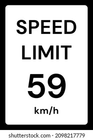 Límite de velocidad 59 kmh señalización de tráfico en fondo blanco
