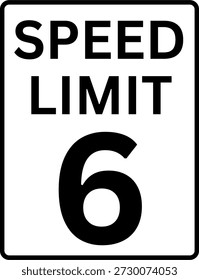 Límite de velocidad 6 mph Señal de tráfico Vector