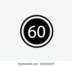 Speed limit 60 icon vector. Linear style sign for mobile concept and web design. Symbol illustration. Pixel vector graphics - Vector