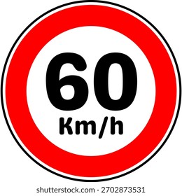 Speed Limit 60 kmh Traffic Sign Vector