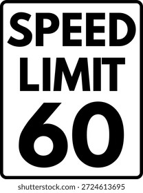 Límite de velocidad 60 mph Señal de tráfico, Límite de velocidad 60 Señal