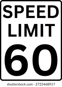 Límite de velocidad 60 mph señal de tráfico