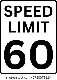 Límite de velocidad 60 mph Señal de tráfico Vector