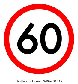 Límite de velocidad 60 icono de tráfico de carretera redondo