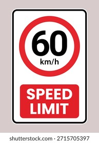 Limite de velocidade 60 rodada sinalização de tráfego rodoviário ilustração de vetor de design 