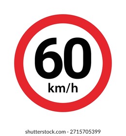 Limite de velocidade 60 rodada sinalização de tráfego rodoviário ilustração de vetor de design 