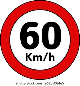 Speed Limit 60 Sign Vector