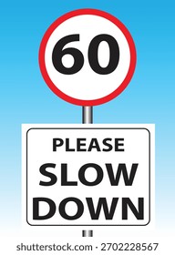 speed limit 60 traffic sign Victor Illustration