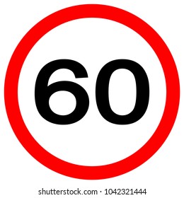 Speed Limit 60 Traffic Sign,Vector Illustration, Isolate On White Background Label. EPS10