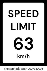 Límite de velocidad 63 kmh señalización de tráfico en fondo blanco