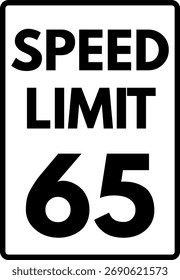 Speed Limit 65 mph Road Sign
