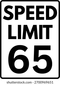 Limite de velocidade Sinal de 65 mph, Limite de velocidade Sinal de tráfego 65