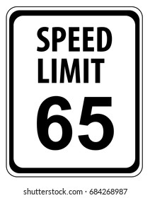 Speed Limit 65 MPH Sign Isolated on White