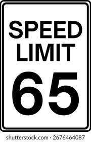 Limite de velocidade Sinal de trânsito de 65 mph