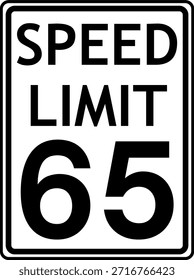 Limite de velocidade Sinal de trânsito de 65 mph