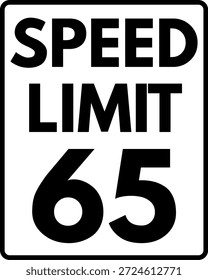Límite de velocidad 65 mph señal de tráfico, límite de velocidad 65 señal