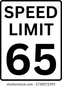 Límite de velocidad 65 mph Señal de tráfico Vector