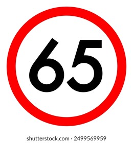 Límite de velocidad 65 Icono de tráfico rodado