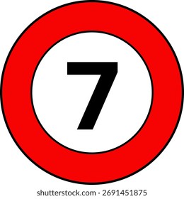 Límite de velocidad 7 mph Señal de tráfico Vector