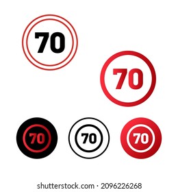 Diseño de icono de límite de velocidad 70
