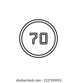 speed limit 70 icon. Element of traffic signs icon for mobile concept and web apps. Thin line speed limit 70 icon can be used for web and mobile on white background