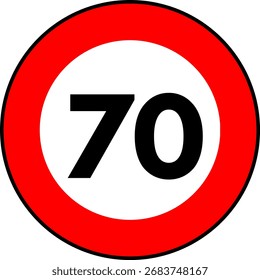 Sinal de limite de velocidade 70 km/h, sinal de limite de velocidade 70