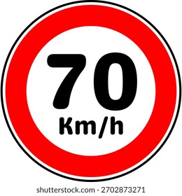 Speed Limit 70 kmh Traffic Sign Vector