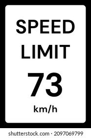 Límite de velocidad 73 kmh de la señal de tráfico en fondo blanco