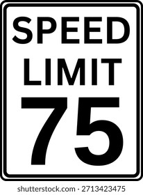 Limite de velocidade 75 mph Traffic Sign Vetor