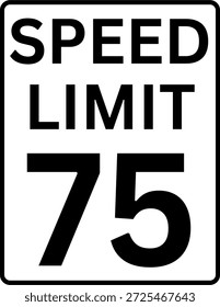 Límite de velocidad 75 mph señal de tráfico