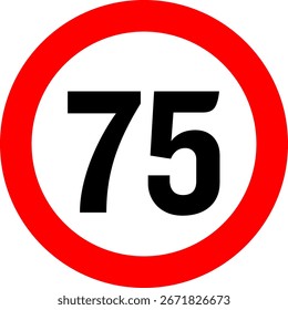 Límite de velocidad 75 Signo Vector
