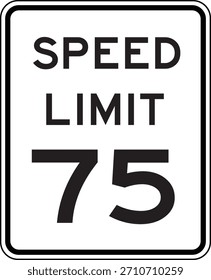 Límite de velocidad 75 Señal de tráfico Vector editable