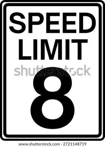 Speed limit 8 miles per hour traffic sign, Speed limit 8 mph sign