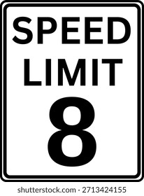 Limite de velocidade Vetor de sinal de tráfego de 8 mph