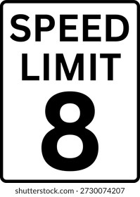 Límite de velocidad 8 mph Señal de tráfico Vector